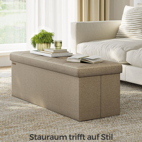 Rootz Upholstered Storage Bench - Ottoman - Hallway Organizer - Medium Density Fiberboard - 38cm x 110cm x 38cm