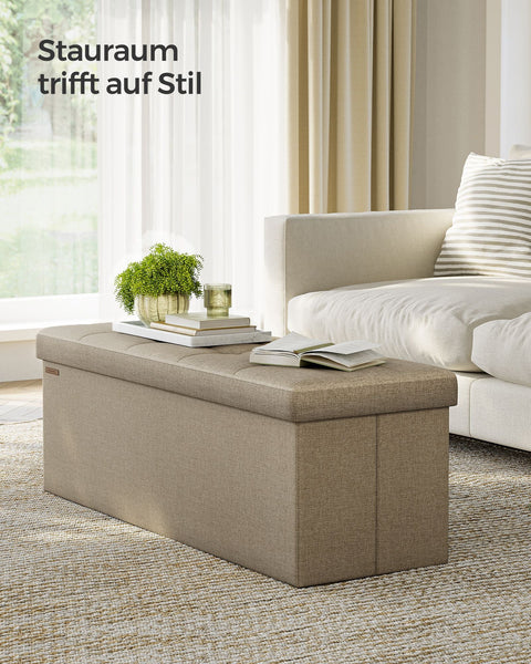 Rootz Upholstered Storage Bench - Ottoman - Hallway Organizer - Medium Density Fiberboard - 38cm x 110cm x 38cm