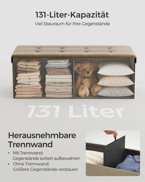 Rootz Upholstered Storage Bench - Ottoman - Hallway Organizer - Medium Density Fiberboard - 38cm x 110cm x 38cm