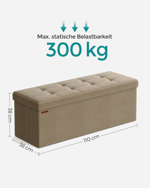Rootz Upholstered Storage Bench - Ottoman - Hallway Organizer - Medium Density Fiberboard - 38cm x 110cm x 38cm