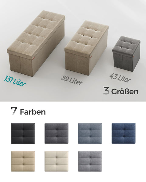 Rootz Upholstered Storage Bench - Ottoman - Hallway Organizer - Medium Density Fiberboard - 38cm x 110cm x 38cm