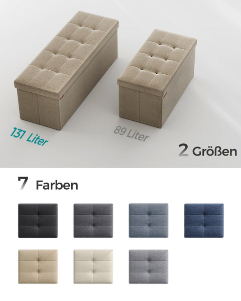 Rootz Upholstered Storage Bench - Ottoman - Hallway Organizer - Medium Density Fiberboard - 38cm x 110cm x 38cm