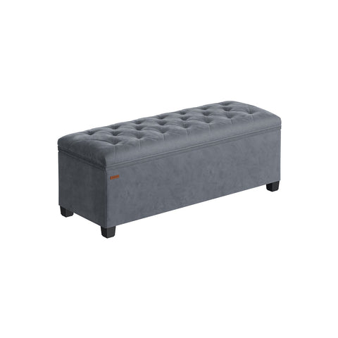Rootz Storage Stool - Ottoman Bench - Velvet Upholstery - MDF Construction - 40cm x 110cm x 40cm - Slate Gray