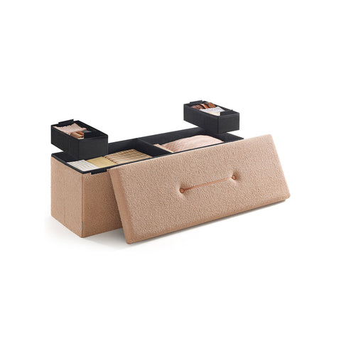 Rootz Storage Stool - Ottomans - Organizers - 131L Capacity - 38 x 110 x 38 cm - Camel Brown MDF & Foam