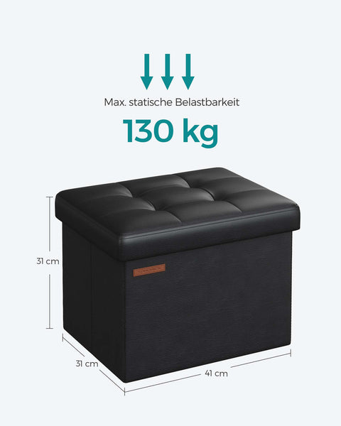 Rootz Seat Chest - Storage Ottoman - Footstool - Multi-functional - 31cm x 41cm x 31cm - Stylish Design - PU/MDF/Foam - 2.1kg