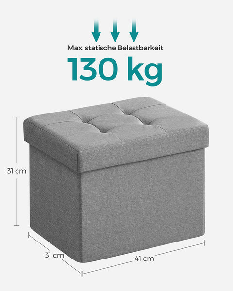 Rootz Seat Chest Storage Ottoman - Foot Rest - Storage Bench - Durable Imitation Linen - 31cm x 41cm x 31cm