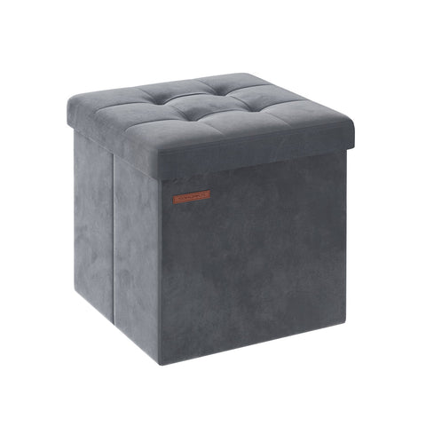 Rootz Velvet Seat Chest - Storage Ottoman - Footrest - MDF Frame - 43L Capacity - 38cm x 38cm x 38cm