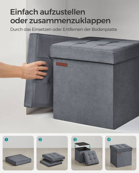 Rootz Velvet Seat Chest - Storage Ottoman - Footrest - MDF Frame - 43L Capacity - 38cm x 38cm x 38cm