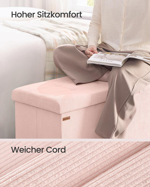 Rootz  Pink Seat Chest - Storage Bench - Ottoman - 89L Capacity - Durable MDF - 38cm x 76cm x 38cm