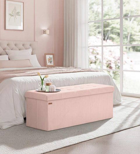 Rootz Pink Seat Chest - Storage Bench - Ottoman - High Elastic Foam - 38cm x 110cm x 38cm