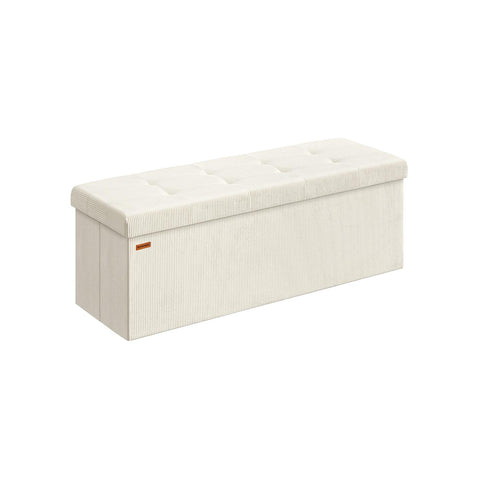 Rootz White Seat Chest - Storage Bench - Upholstered Ottoman - Max Load 300kg - 38cm x 110cm x 38cm