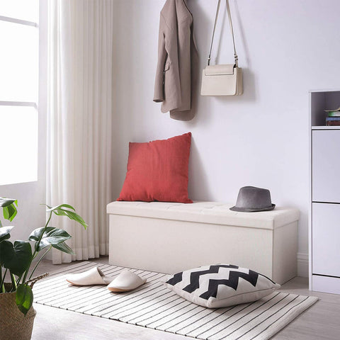 Rootz Seat Chest Ottoman Bench - Shoe Box - Bed Chest - Imitation Linen - MDF - 110cm x 38cm x 38cm