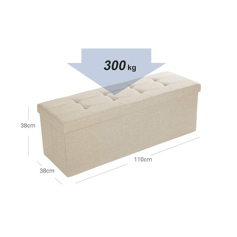 Rootz Seat Chest Ottoman Bench - Shoe Box - Bed Chest - Imitation Linen - MDF - 110cm x 38cm x 38cm