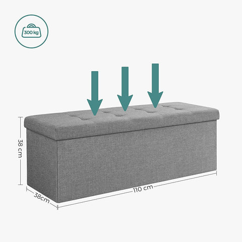 Rootz Storage Bench - Seat Chest - Ottoman - Linen Upholstery - MDF Construction - 110cm x 38cm x 38cm