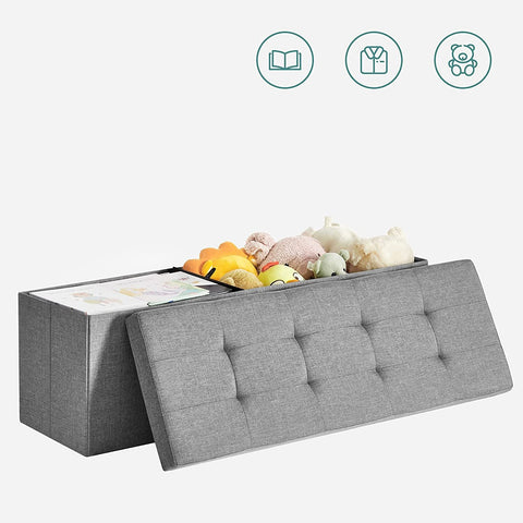Rootz Storage Bench - Seat Chest - Ottoman - Linen Upholstery - MDF Construction - 110cm x 38cm x 38cm