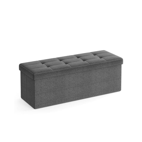 Rootz Storage Ottoman Bench - Upholstered Seat - Footrest - Linen Fabric - 110cm x 38cm x 38cm