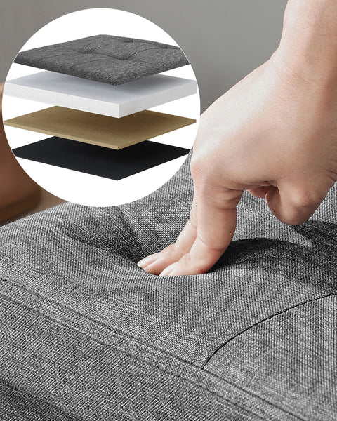 Rootz Storage Ottoman Bench - Upholstered Seat - Footrest - Linen Fabric - 110cm x 38cm x 38cm