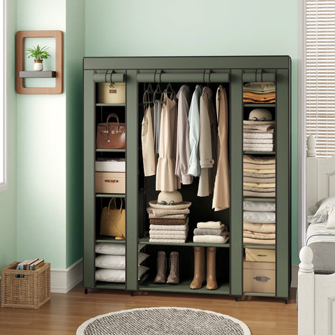 Rootz Fabric Wardrobe Cabinet - Fabric Closet - Non-Woven Storage - Space-Saving Design - 45cm x 150cm x 175cm