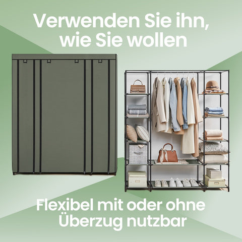 Rootz Fabric Wardrobe Cabinet - Fabric Closet - Non-Woven Storage - Space-Saving Design - 45cm x 150cm x 175cm
