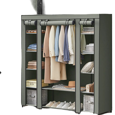 Rootz Fabric Wardrobe Cabinet - Fabric Closet - Non-Woven Storage - Space-Saving Design - 45cm x 150cm x 175cm