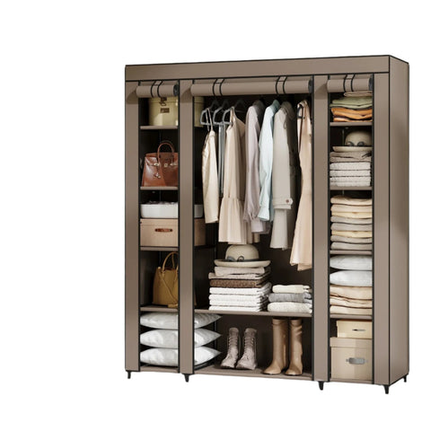 Rootz Wardrobe Fabric Cabinet - Storage Unit - Clothes Organizer - Durable Fleece Coating - 45x150x175cm