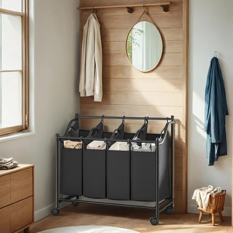 Rootz Rollable Laundry Basket - Laundry Collector - Clothes Organizer - Durable & Space-Saving - 87.5cm x 38.5cm x 67-81cm