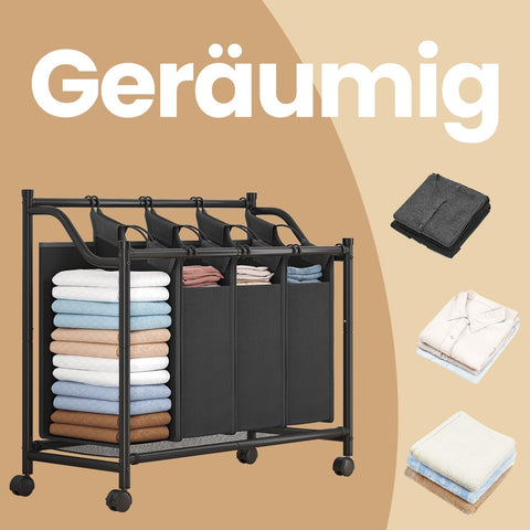 Rootz Rollable Laundry Basket - Laundry Collector - Clothes Organizer - Durable & Space-Saving - 87.5cm x 38.5cm x 67-81cm