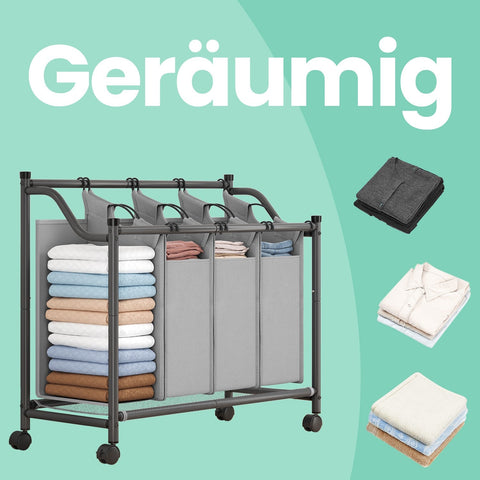 Rootz Laundry Collector with Wheels - Laundry Basket - Clothes Sorter - Durable & Stable - 87.5x38.5x(67-81)cm