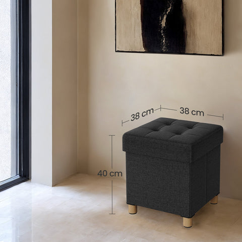 Rootz Seat Stool with Storage Space - Foldable Bench - Small Ottoman - High Resilience - 38 x 38 x 40 cm
