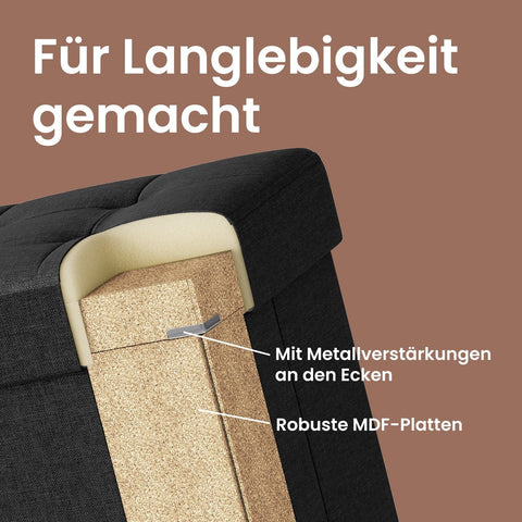 Rootz Seat Stool with Storage Space - Foldable Bench - Small Ottoman - High Resilience - 38 x 38 x 40 cm