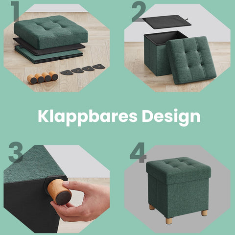 Rootz Seat Stool with Storage Space - Small Foldable Bench - Compact Storage Unit - 37L Capacity - 38.1cm x 38.1cm x 40.1cm