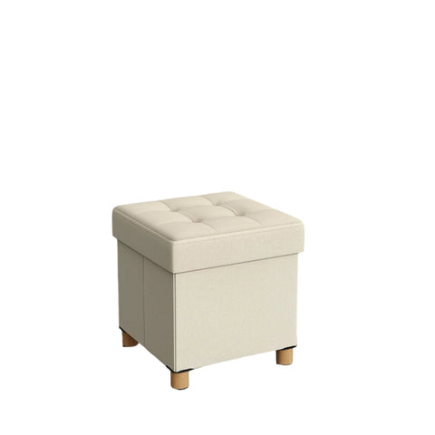 Rootz Seat Stool with Storage Space - Foldable Bench - White - Compact & Sturdy - 38cm x 38cm x 40cm