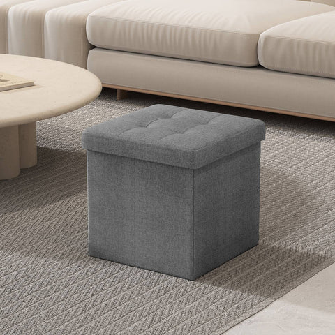 Rootz Seat Stool - Bench with Storage - Ottoman with Storage - 22L Capacity - 30 x 30 x 30 cm - Light Gray