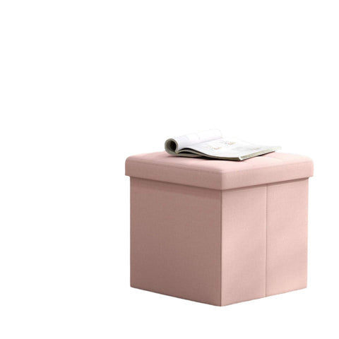 Rootz Seat Stool Bench - Storage Space - Ottoman - Pastel Pink - Compact Design - 30 x 30 x 30 cm