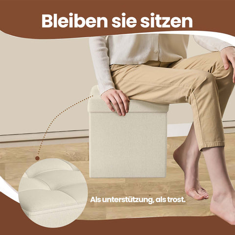 Rootz Foldable Seat Chest - Storage Box - Seat with Storage Space - 22L Capacity - 30 x 30 x 30 cm - Supports 130kg