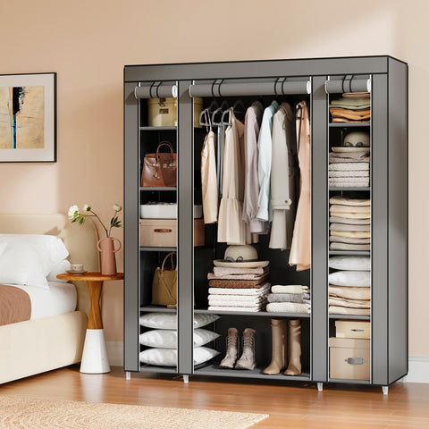 Rootz Fabric Wardrobe - Nonwoven Fabric Cabinet - Clothes Storage Organizer - Durable & Spacious - 150cm x 175cm x 45cm