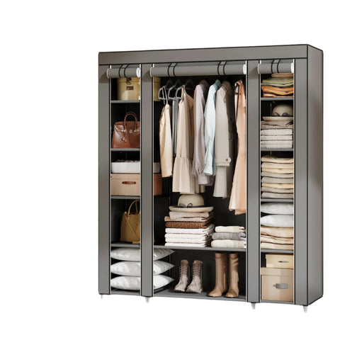 Rootz Fabric Wardrobe - Nonwoven Fabric Cabinet - Clothes Storage Organizer - Durable & Spacious - 150cm x 175cm x 45cm