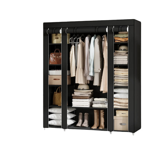 Rootz Folding Wardrobe - Fabric Cabinet - Space-Saving Storage - Dust-Free Clothes Storage - 150cm x 175cm x 45cm