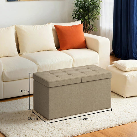 Rootz Foldable Seat Chest - Storage Box - Storage Bench - Space-Saving - 38cm x 76cm x 38cm