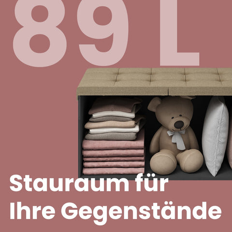 Rootz Foldable Seat Chest - Storage Box - Storage Bench - Space-Saving - 38cm x 76cm x 38cm