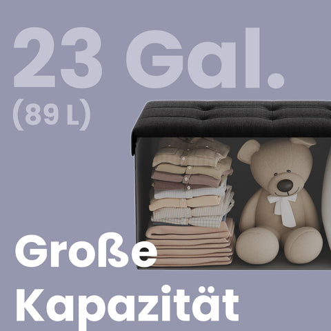 Rootz Seat with Storage - Seat Chest - Ink Black Bench - Highly Elastic Foam - 38 x 76 x 38 cm MDF