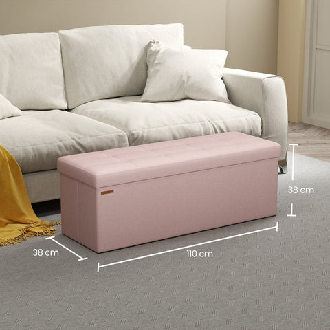 Rootz Seat Chest with Storage - Seat with Storage - Seat Organizer - Highly Elastic Foam - 38cm x 110cm x 38cm - Pink