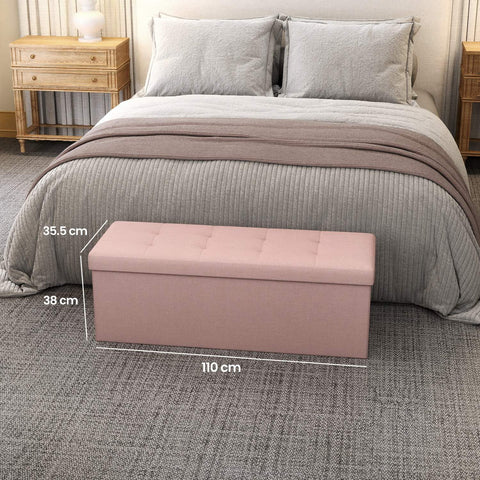 Rootz Seat Chest with Storage - Seat with Storage - Seat Organizer - Highly Elastic Foam - 38cm x 110cm x 38cm - Pink