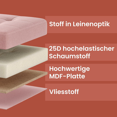 Rootz Seat Chest with Storage - Seat with Storage - Seat Organizer - Highly Elastic Foam - 38cm x 110cm x 38cm - Pink