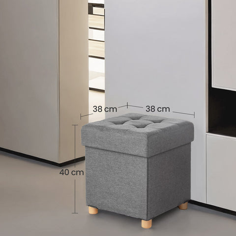 Rootz Seat Stool with Storage - Small Foldable Bench - Space-Saving Furniture - 38 x 38 x 40 cm