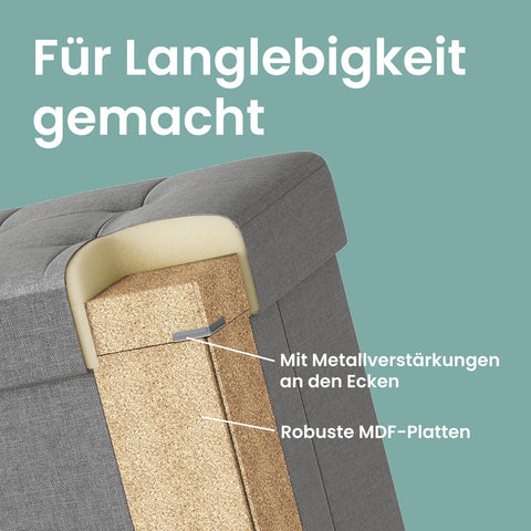 Rootz Seat Stool with Storage - Small Foldable Bench - Space-Saving Furniture - 38 x 38 x 40 cm