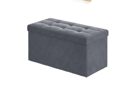 Rootz Velvet Storage Seat - Foldable Seating Chest - Ottoman Bench - 89L Capacity - 38 x 76 x 38 cm