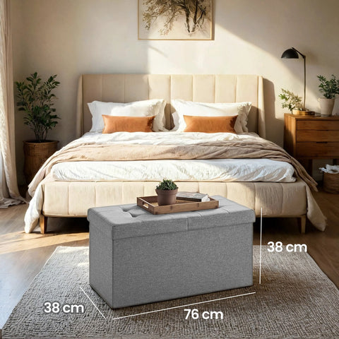 Rootz Foldable Seat Chest - Storage Box - Stow Away Bench - Hidden Storage - 76cm x 38cm x 38cm