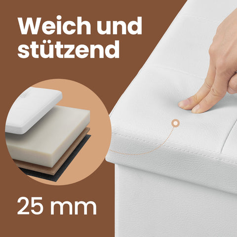 Rootz Seating with Storage - Foldable Seat Chest - Storage Chest - Space-Saving - 76cm x 38cm x 38cm