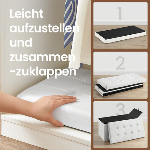 Rootz Seating with Storage - Foldable Seat Chest - Storage Chest - Space-Saving - 76cm x 38cm x 38cm